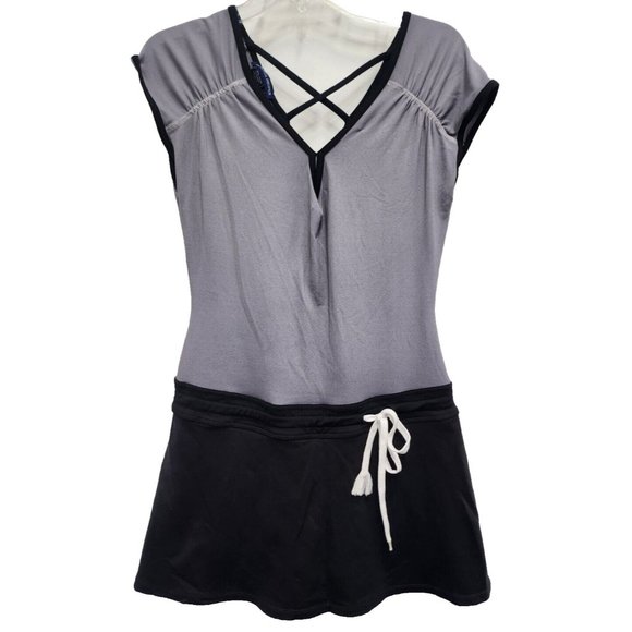 Boston Proper Womens Skirted Romper Small Black Gray Tennis Active Coquette - Picture 1 of 8